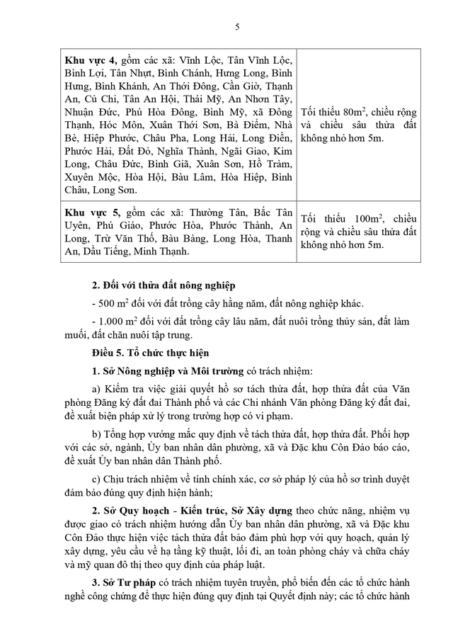 QUY ĐỊNH MỚI: Điều kiện tách thửa đất, hợp thửa đất, diện tích tối thiểu được tách thửa trên địa bàn TPHCM- Ảnh 6.