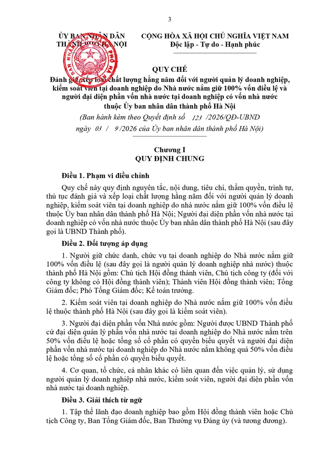 Quyết định số 123/2026/QĐ-UBND: Quy chế đánh giá, xếp loại người quản lý, kiểm soát viên tại doanh nghiệp- Ảnh 3.