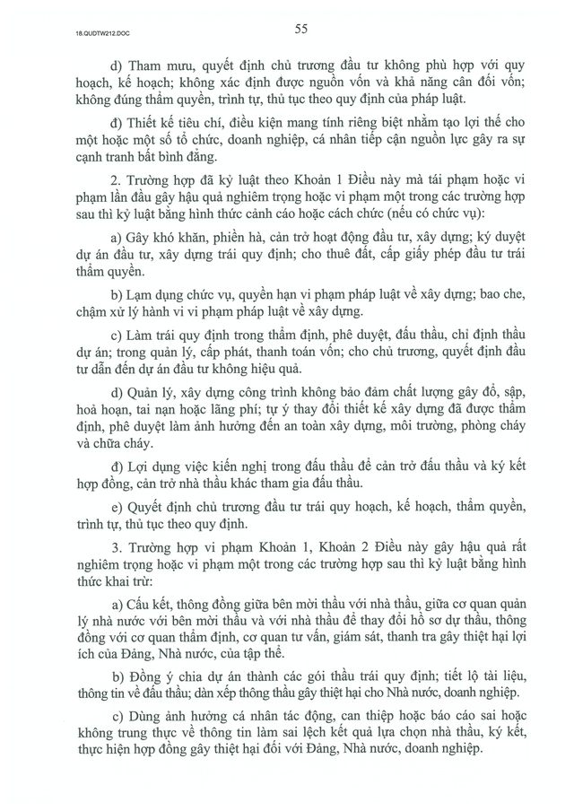 TOÀN VĂN: Quy định số 212-QĐ/TW của Bộ Chính trị quy định về kỷ luật tổ chức đảng, đảng viên vi phạm- Ảnh 55.