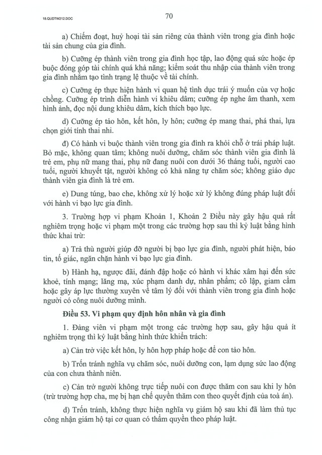TOÀN VĂN: Quy định số 212-QĐ/TW của Bộ Chính trị quy định về kỷ luật tổ chức đảng, đảng viên vi phạm- Ảnh 70.
