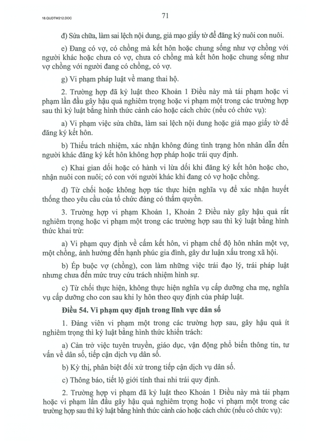TOÀN VĂN: Quy định số 212-QĐ/TW của Bộ Chính trị quy định về kỷ luật tổ chức đảng, đảng viên vi phạm- Ảnh 71.