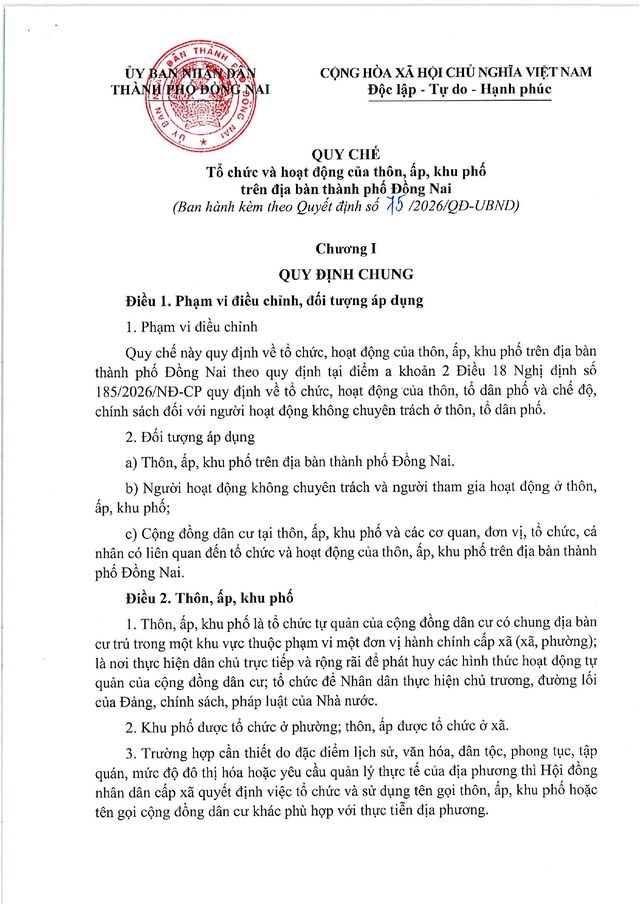 Quy chế tổ chức và hoạt động của thôn, ấp, khu phố trên địa bàn TP Đồng Nai- Ảnh 3.