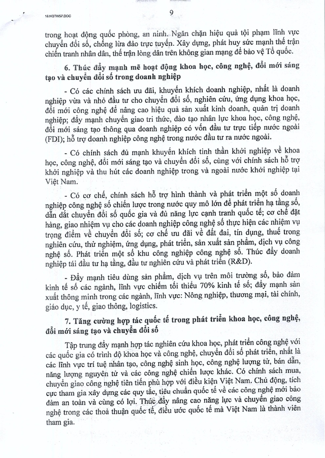 TOÀN VĂN: Nghị quyết 57-NQ/TW về đột phá phát triển khoa học, công nghệ, đổi mới sáng tạo và chuyển đổi số quốc gia- Ảnh 7.
