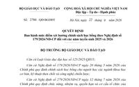 Quyết định 2780/QĐ-BGDĐT về mức điểm xét hưởng chính sách học bổng với các năm tuyển sinh 2025 và 2026