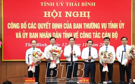 Tỉnh ủy Thái Bình công bố các quyết định bổ nhiệm nhân sự mới