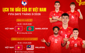 Lịch thi đấu FIFA Days của ĐỘI TUYỂN BÓNG ĐÁ VIỆT NAM tháng 3/2026
