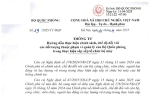 TOÀN VĂN: Thông tư 19/2025/TT-BQP về chính sách, chế độ khi sắp xếp, tinh gọn tổ chức bộ máy trong Quân đội