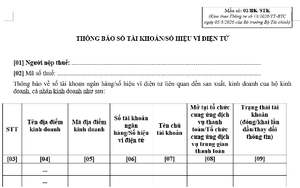 Lưu ý người nộp thuế các mốc thời hạn và mẫu biểu thực hiện thông báo số tài khoản/số hiệu ví điện tử